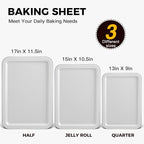 HONGBAKE Cookie Sheet, Baking Sheet Set, Nonstick Oven Pan - Image 3