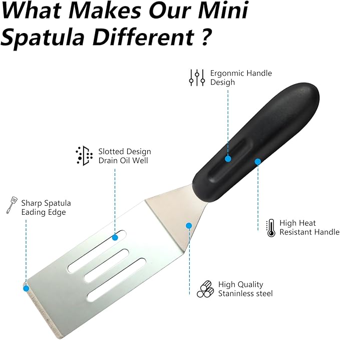 3 Pieces Small Metal Spatula Set, Mini Stainless Steel Serving Spatulas - Image 5