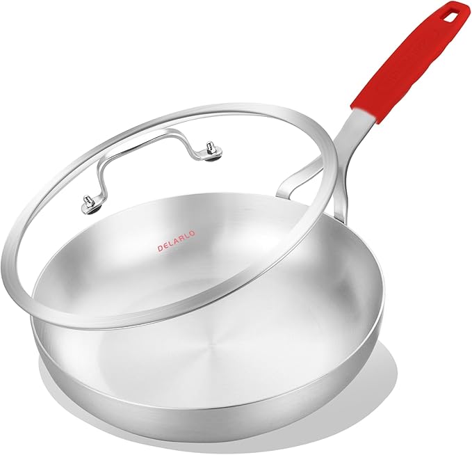 DELARLO Whole Body Tri-Ply Stainless Steel 12 Inch Frying Pan by DELARLOCOOKWARE