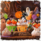 Halloween Cupcake Liners with Toppers Picks, Standard Wrappers Cupcake Disposable Baking Cups Muffin Liners for Halloween Party Decorations Supplies (150 Liners & 150 Toppers) - Image 4