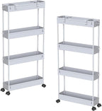 SPACELEAD 2-piece Set Slim Storage Cart 3 Tier, Bathroom Organizer Rolling by Home