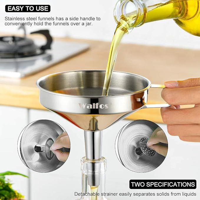 Stainless Steel Funnel, Walfos Kitchen Funnel - Image 2