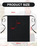 Xtinmee 4 Pcs Bistro Aprons 2 Pockets 32 Inch Waterproof Half Waist Black - Image 6