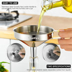 Stainless Steel Funnel, Walfos 6 Different Sizes of Kitchen funnels - Image 2