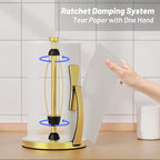 VEHHE Gold Paper Towel Holder Countertop, One-Handed Tear, Stainless Steel - Image 2