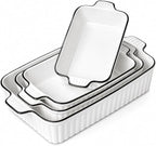 Ceramic Bakeware Set of 4, Deep Rectangular Casserole Dishes by DLIMHOME