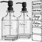 GLADPURE 2 Pack Soap Dispenser, 18 Oz Antique Design Thick Glass Hand by GLADPURE
