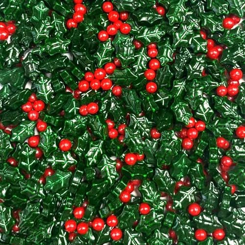 Sentovac Holly Berry Sprinkles Christmas Red and Green Holiday Sprinkles Edible for Cake Decorating Cookie Cupcake Topper Baking Decorations Halloween Christmas Supplies - Image 2