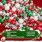 Edible Christmas Sprinkles for Cake Decorating,Red Green White Silver Pearl - Image 6