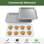 ROTTAY Baking Sheet with Rack Set, Stainless Steel Cookie Sheet with Cooling - Image 2
