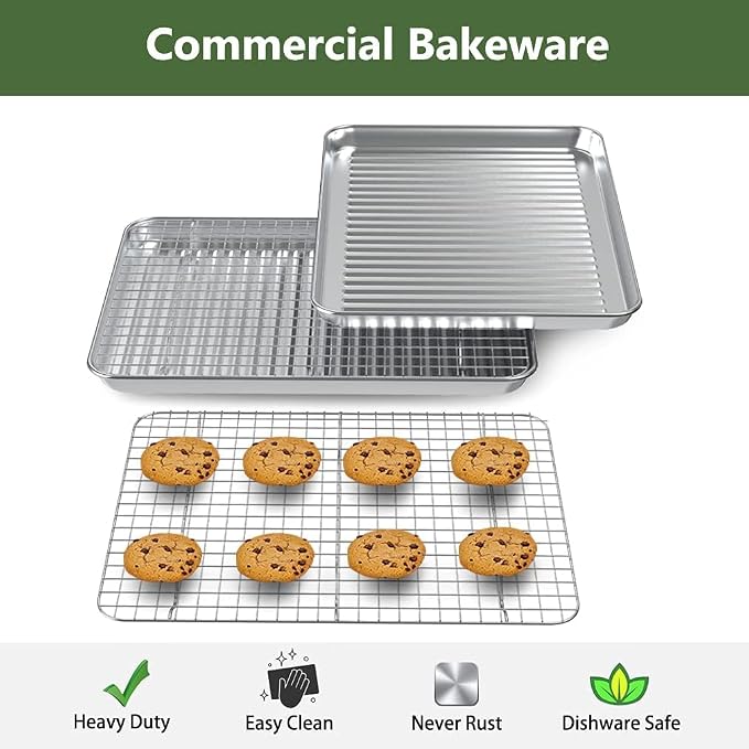 ROTTAY Baking Sheet with Rack Set, Stainless Steel Cookie Sheet with Cooling - Image 2