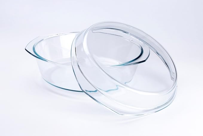 Round Tempered Glass Casserole Dish - 4QT - Image 5