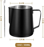 Milk Frothing Pitcher, 350ml/600ml Milk Frother Cup Stainless Steel Jug - Image 5