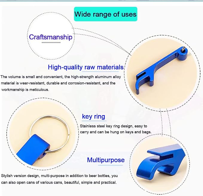 200Pcs Colored Aluminum Bottle Opener Keychain, Soda Beverage Beer Bottle - Image 3