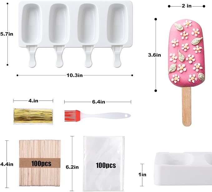 Juome Cake Pop Mold Kit, 2 Pack 8 Cavities Cakesicle Molds Silicone - Image 5