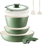 BECIGAR 8PCS Ceramic Cookware, Nonstick Ceramic Pan, Removable Handle Pots and by BecigarCookware