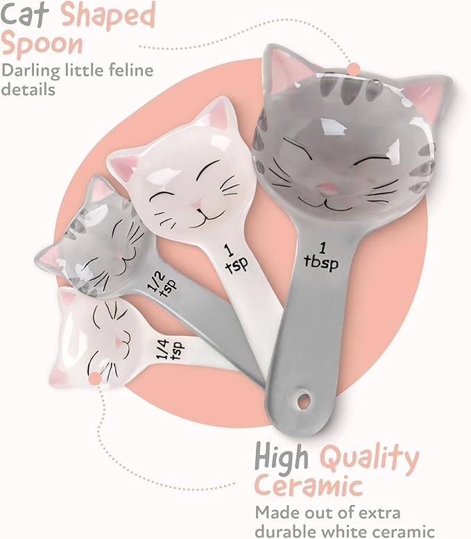 Cat Shaped Ceramic Measuring Spoons - Image 3