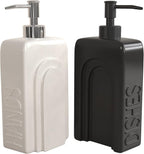 Soap Dispenser Set with Funnel, Non-Slip Silicone Pads, 2 Pack Ceramic - Image 5