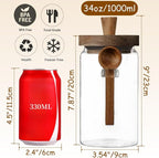ANSQU 2 Pack Glass Jars with Wooden Lids & Spoons, 34oz Food Storage Containers - Image 3