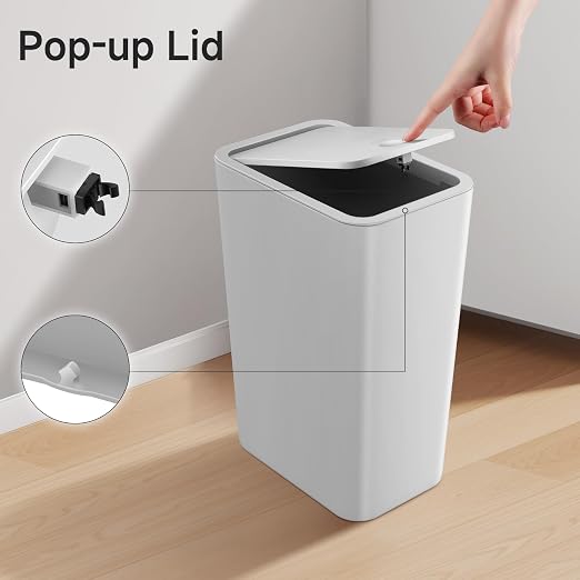 TIPGO Bathroom Trash Can with Lid, 4 Gallon / 15 Liter Small Garbage Can - Image 6