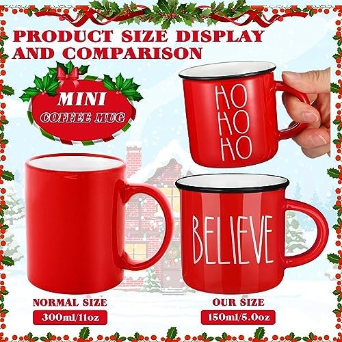 6 Pcs Christmas Coffee Mug Hot Cocoa Red White Mini Coffee Cups - Image 4