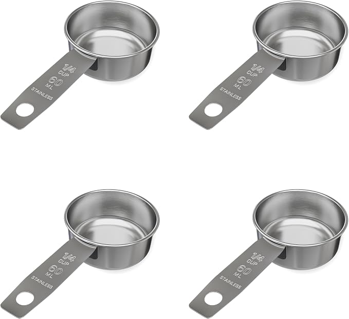 1/4 Cup Stainless Steel Measuring Cup | Sturdy Metal 60 ml | 60 cc | 2 oz | by Knupp+Co.