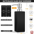 GMISUN Black Soap Dispenser, Hand Soap Dispenser Bathroom, 12 fl oz/350ml Glass - Image 2