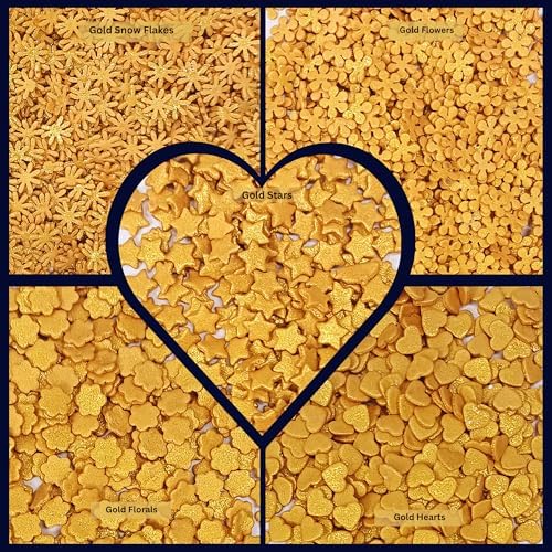 Confect Christmas Sprinkles | Gold Sprinkles | Mix Heart & Star | Flower & Snowflakes For Cake Decorating Sprinkle | Edible Sprinkle for Cupcakes - Vegan, Gluten-Free, Nut-Free, Soy-Free, Dairy-Free- 5 Oz - Image 3
