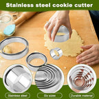6PCS Round Cookie Cutters Set, Stainless Steel Biscuit Cutters - Image 3