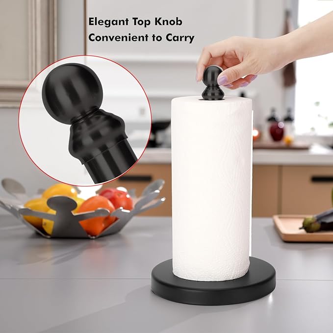 Black Paper Towel Holder Countertop, Standing Paper Towel Roll Holder - Image 3