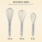 NileHome Stainless Steel Whisk Set 8" 10" 12" Kitchen Whisk Balloon Whisk - Image 2