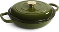 3 Quart Enameled Cast Iron Braiser, Non Stick Enameled Cast Iron Skillet by Fijinhom