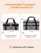 ​Vuudh Expandable Casserole Carrier Bag, Double Deckered Insulated Food Bag - Image 3