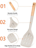 Pack of 2 Silicone Spatula, Non Stick Cooking Utensil Set Wooden Handle Kitchen - Image 3