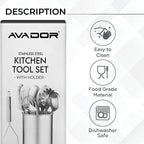 Avador® Premium Set of 10 Stainless Steel Kitchen Tool Set - Image 3