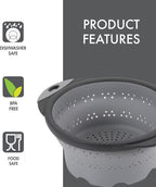 Dexas 8" Collapsible Silicone Colander in Cool Grey, Kitchen Strainer - Image 3