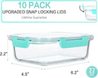 M MCIRCO 10-Pack 22 Oz Glass Meal Prep Containers - Image 2
