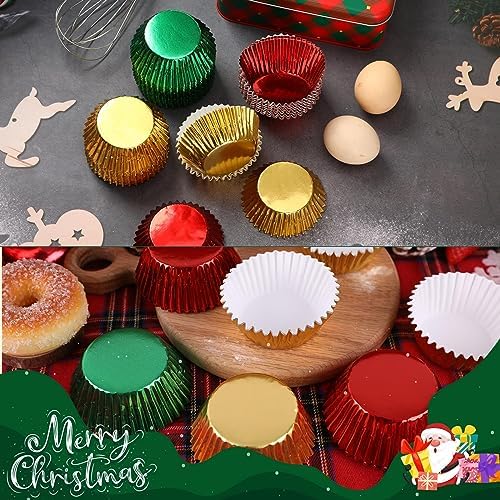 SANNIX 450Pcs Foil Cupcake Liners Christmas Metallic Cupcake Liners - Image 3