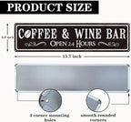 Coffee and Wine Bar Decor, Coffee & Wine Bar Open 24 Hours Sign, Retro Metal - Image 2