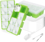 Ice Trays for Freezer with Lid and Bin, JRISBO 6 Pack Silicone Ice Cube Tray by Jrisbo