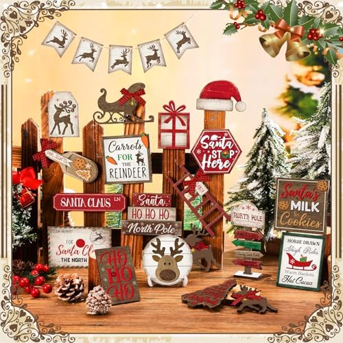 CroBlissful 23 Pcs Christmas Tiered Tray Decor Set, Christmas Table Decor - Image 5