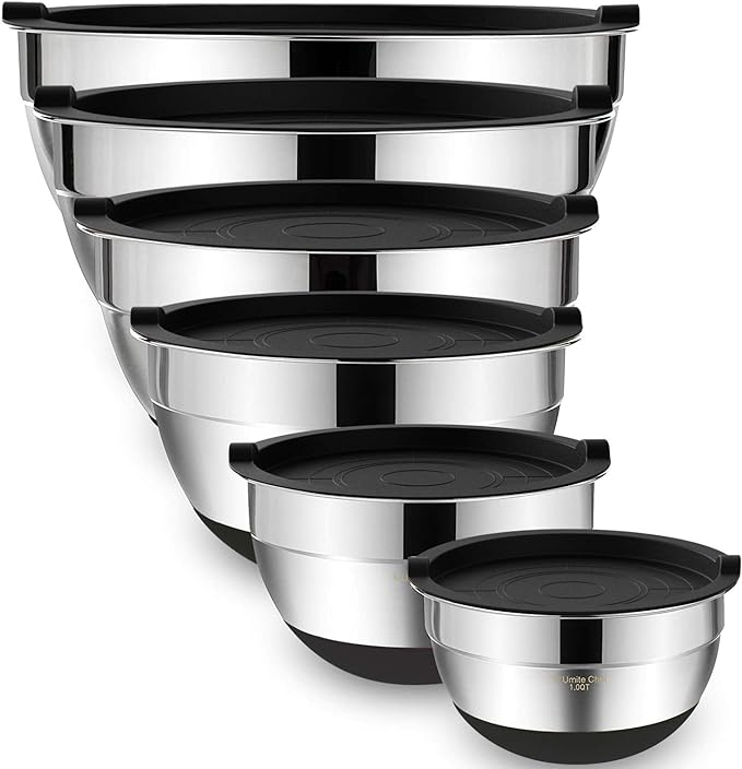 Umite Chef Mixing Bowls with Airtight Lids，6 piece Stainless Steel Metal by UmiteChef