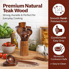 9 Piece Premium Teak Wooden Cooking Utensils Set- Spoons and Spatulas - Image 4