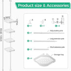 shuang qing 4-Tier Corner Shower Caddy Tension Pole Organizer - Image 2