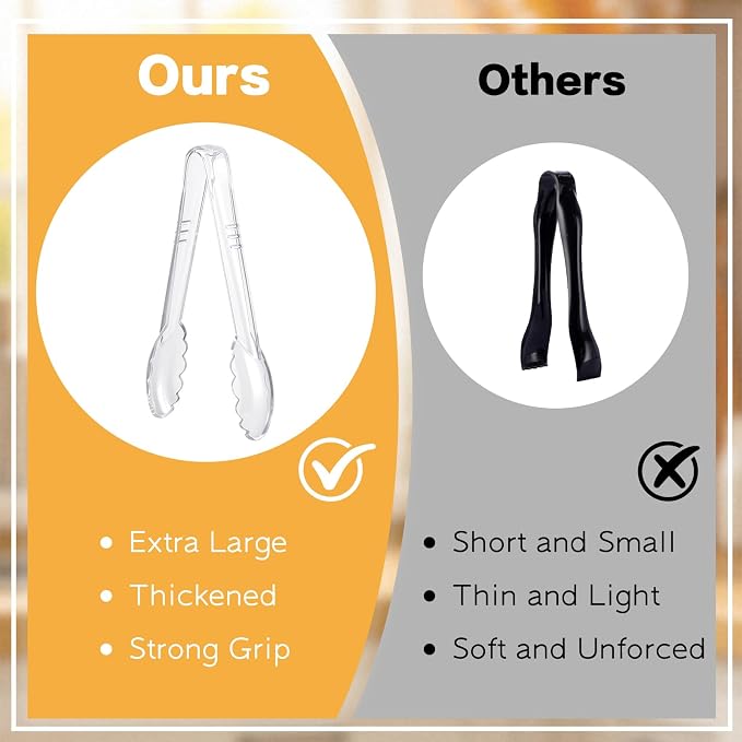 Mwellewm 40 Pc Serving Tongs 9 Inch Bulk Reusable or Disposable Plastic Tongs - Image 4