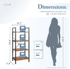 DUMOS 4 Tiers Bookshelf, Classical Book Shelf, Tall Display Shelves in Living - Image 3