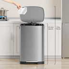 KdbK 13 Gallon Trash Can with Lid, 50L Fingerprint Proof Stainless Steel - Image 2