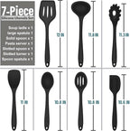 E-far Silicone Cooking Utensils Set, 7-Piece Black Heat Resistant Kitchen - Image 5