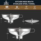 Walfos 5.5 Inch and 4 inch Stainless Steel Wide-Mouth Funnel - Image 4