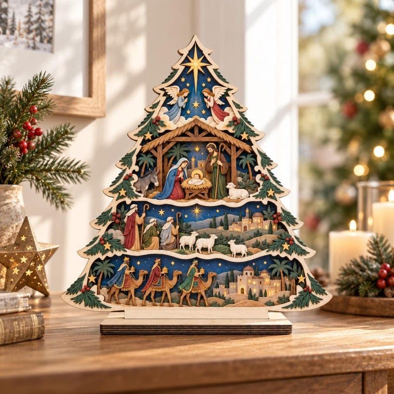 Nativity Scene - Nativity Ornament, Christmas Ornaments, Religious Gifts for Women by Rusaten